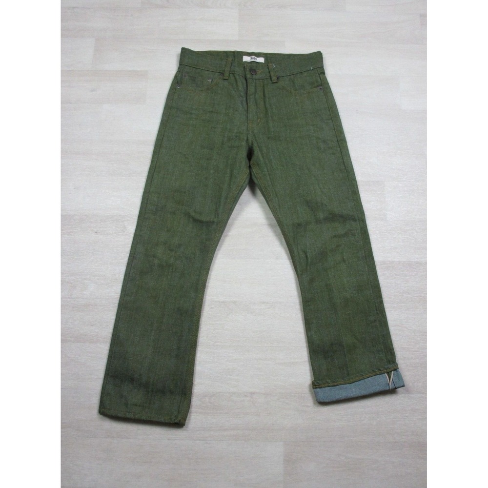 Soso Custom Made Jeans Green Mamba Red Line Selvedge Denim Size 29 x 26.5"
